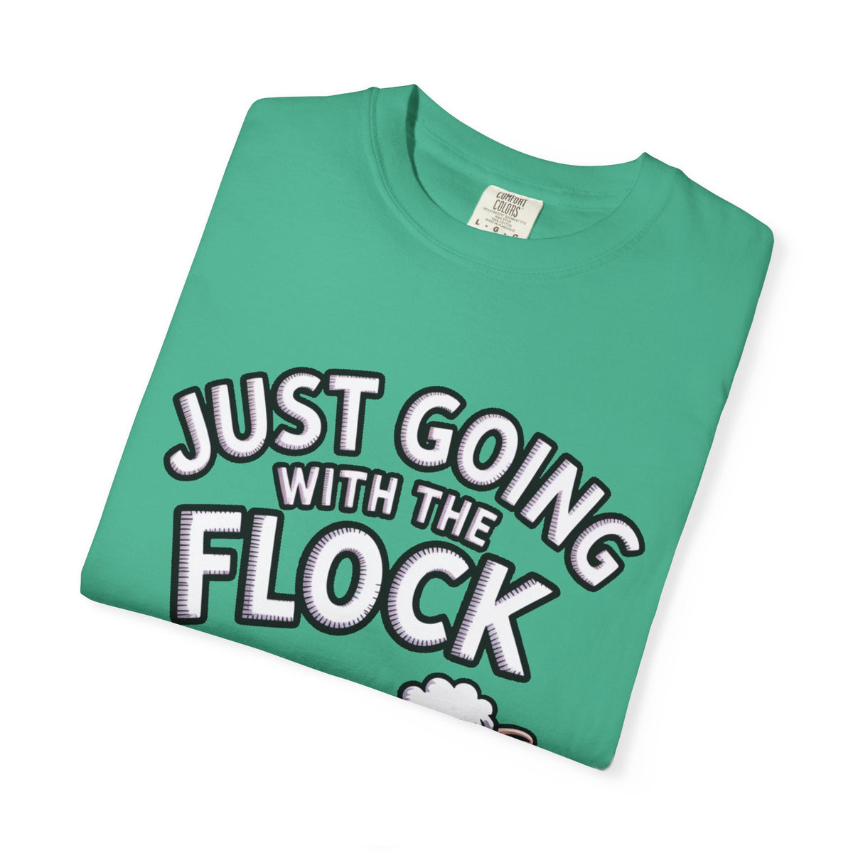 Funny Sheep T-Shirt, 'Just Going With The Flock' Shirt, Cute Cartoon Sheep Tee, Sarcastic Gift for Introverts