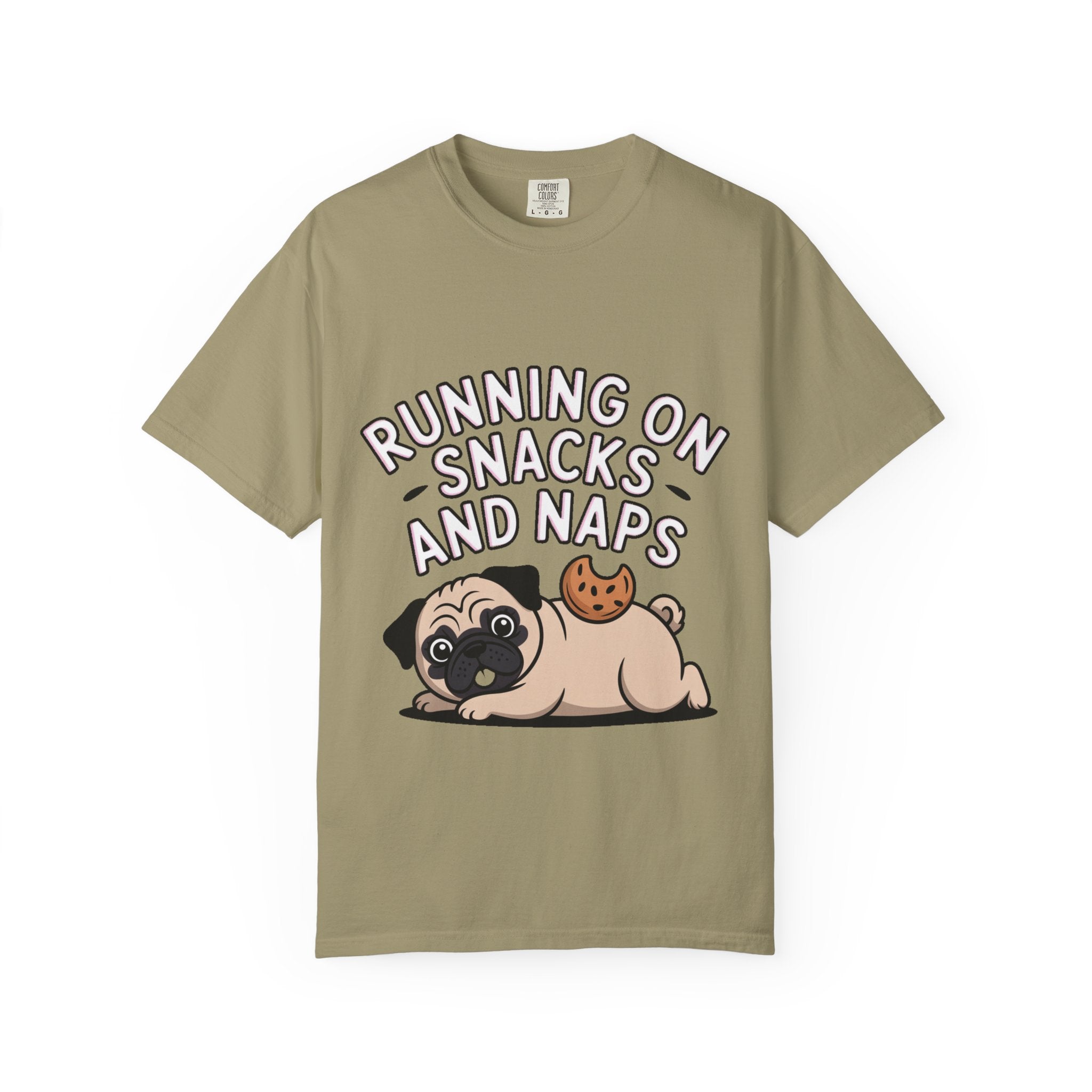Funny Pug Shirt, Running On Snacks And Naps T-Shirt, Cute Pug Lover Gift, Napping Dog Tee, Lazy Dog Graphic Shirt