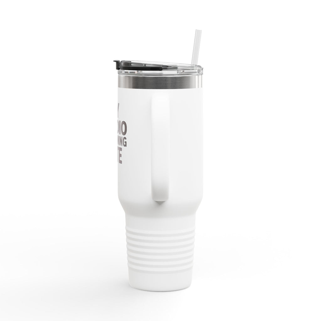 My Cardio Is Running Late Tumbler, Funny Gym Quote 40oz Mug, Sarcastic Fitness Travel Cup, Workout Humor Gift for Her Him
