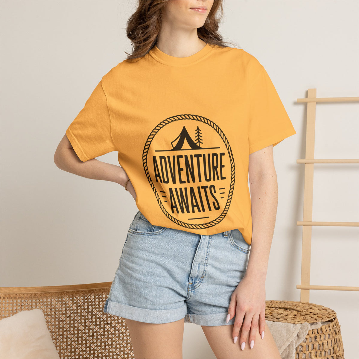 Adventure Awaits Camp Badge Shirt, Vintage Camping T-Shirt, Outdoor Lover Gift, Retro Hiking Tee, Pine Tree Nature Shirt