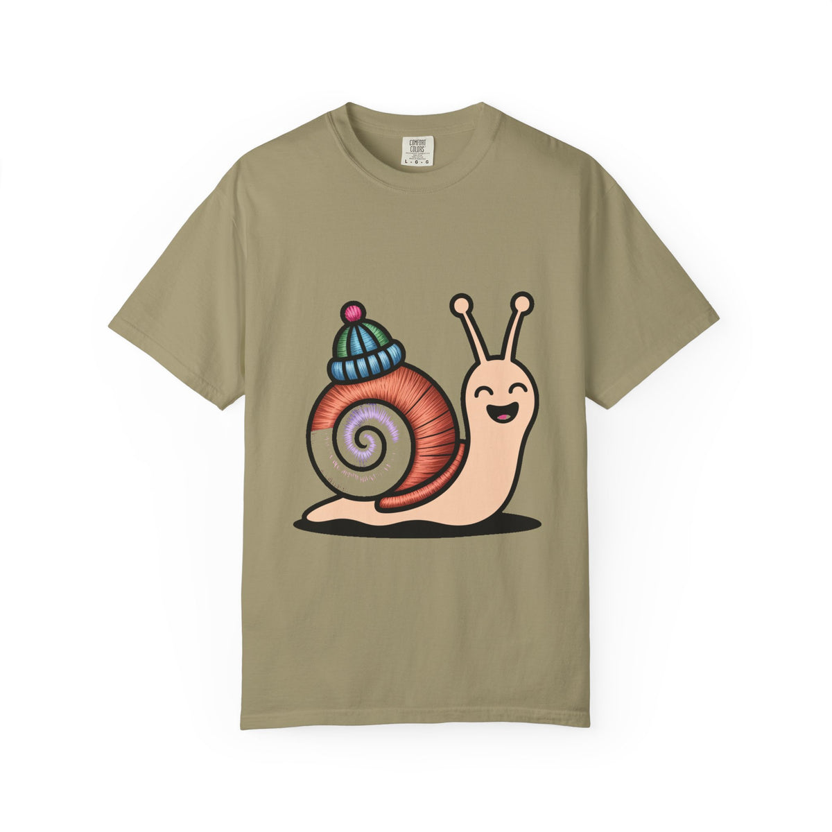 Cute Snail With Tiny Hat T-Shirt, Funny Cottagecore Snail Shirt, Cartoon Snail Lover Gift, Garment-Dyed Unisex Tee