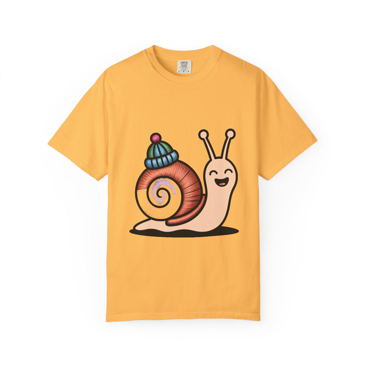 Cute Snail With Tiny Hat T-Shirt, Funny Cottagecore Snail Shirt, Cartoon Snail Lover Gift, Garment-Dyed Unisex Tee