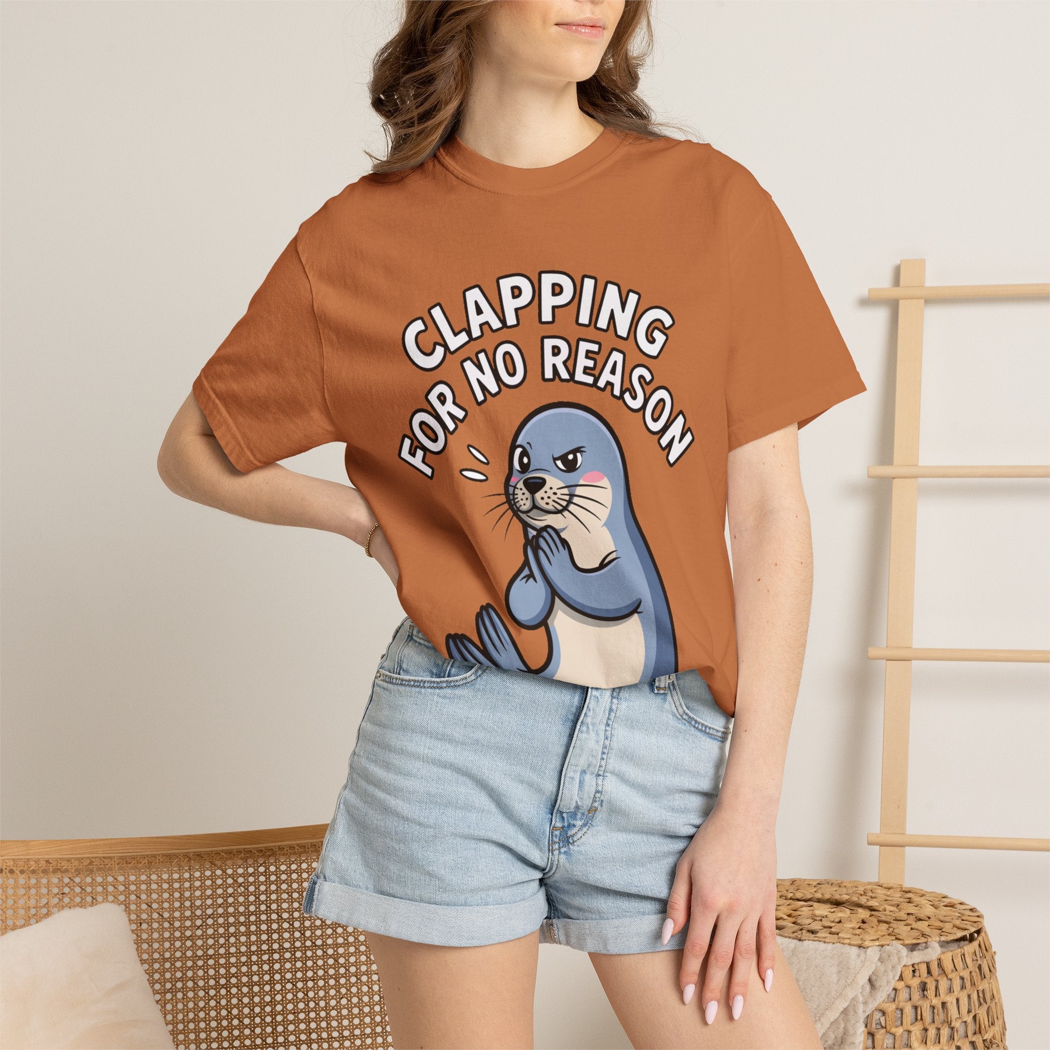 Clapping For No Reason Seal Shirt, Funny Sassy Seal T-Shirt, Cute Cartoon Animal Tee, Sarcastic Meme Gift