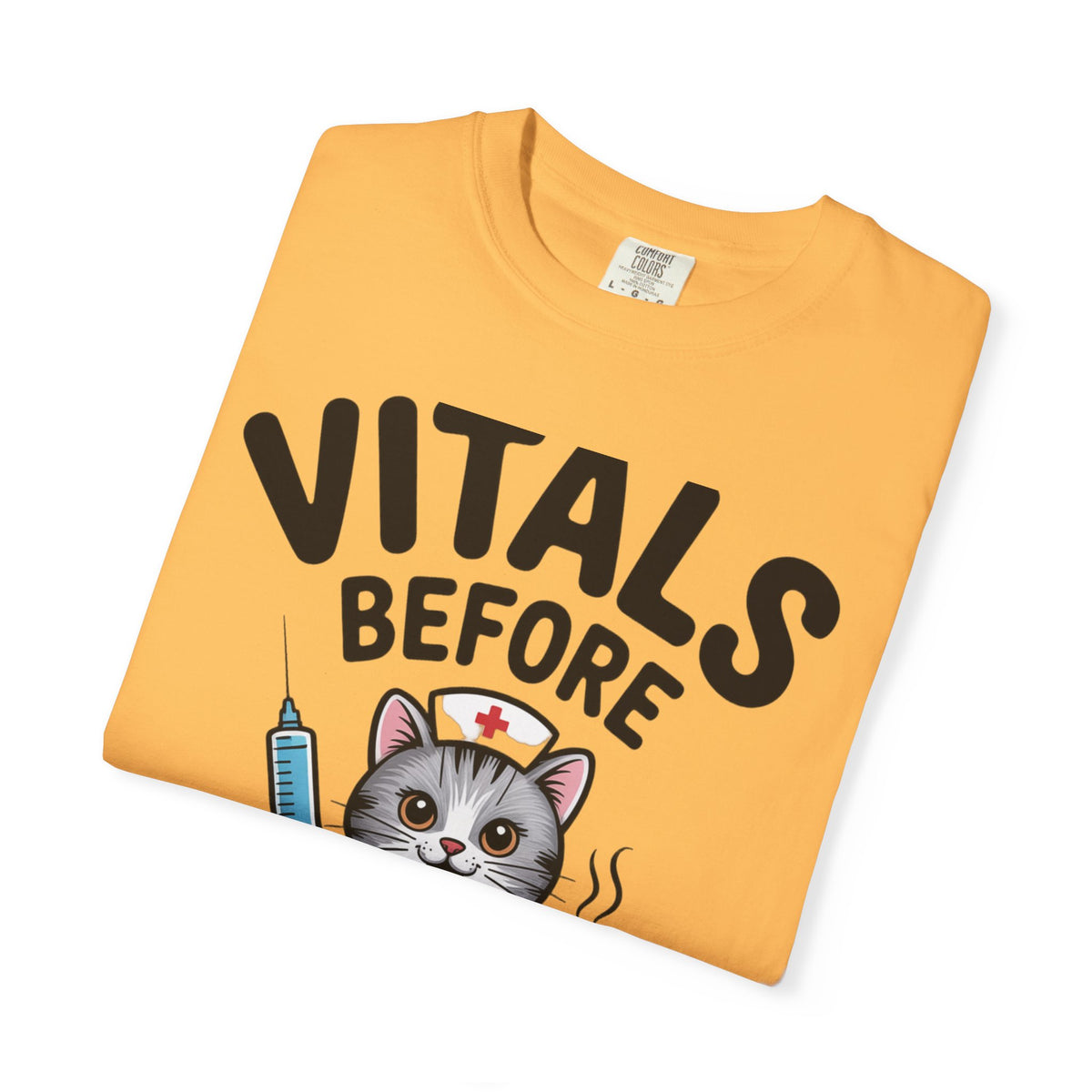 Vitals Before Coffee Nurse Shirt, Funny Nurse Cat T-Shirt, Cute Nurse Gift, Nursing Student Shirt, RN Coffee Lover Tee
