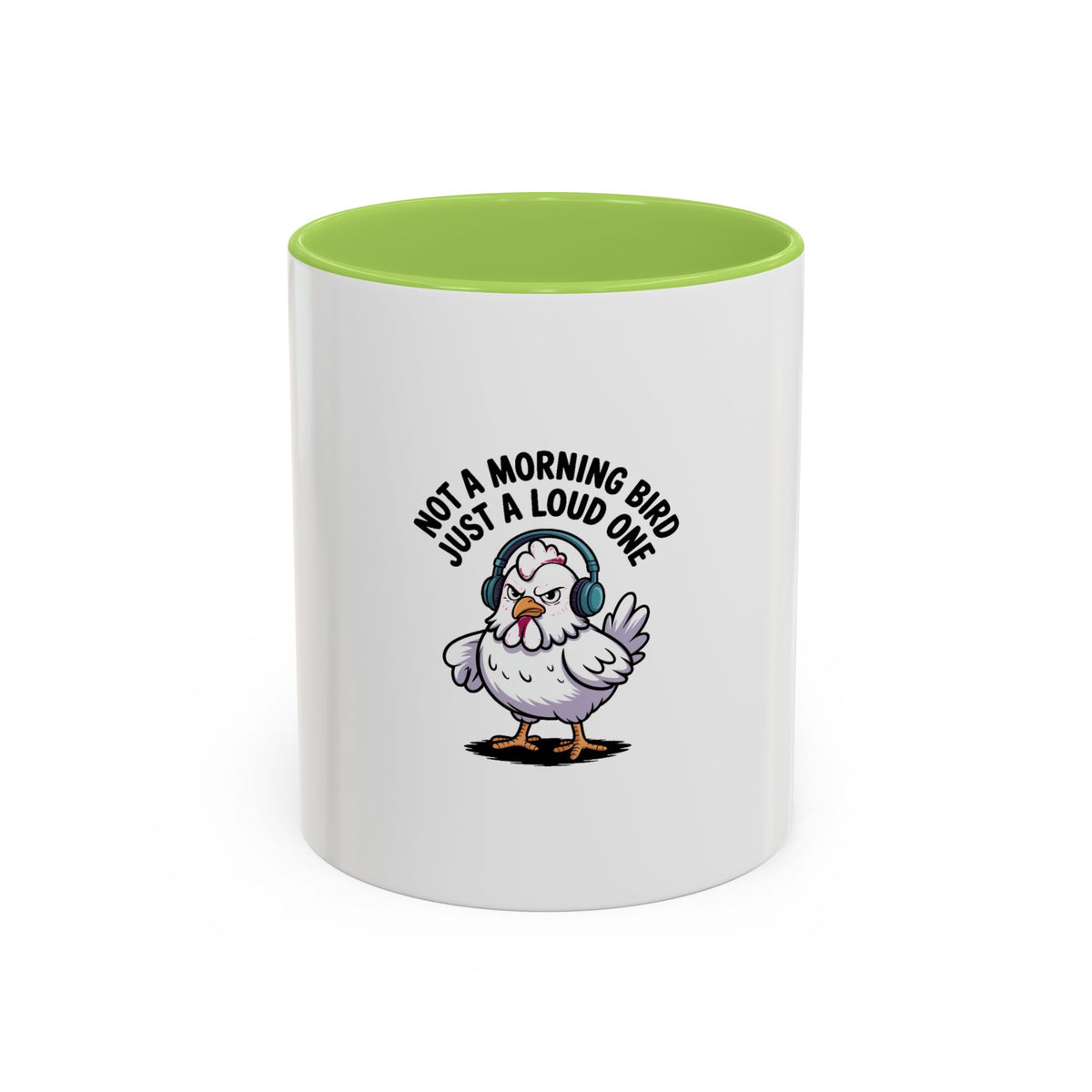 Not A Morning Bird Mug, Funny Chicken Coffee Mug, Grumpy Chicken Headphones Cup, Sarcastic Coffee Lover Gift, Loud Bird Mug