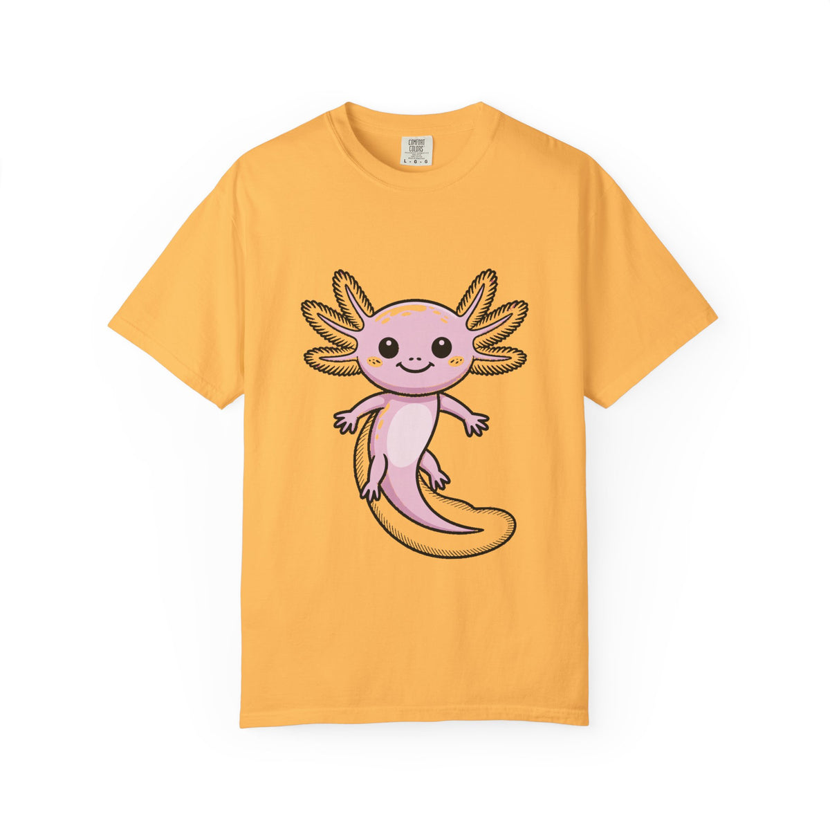 Cute Axolotl Shirt, Smiling Axolotl T-Shirt, Kawaii Axolotl Lover Gift, Garment Dyed Unisex Tee