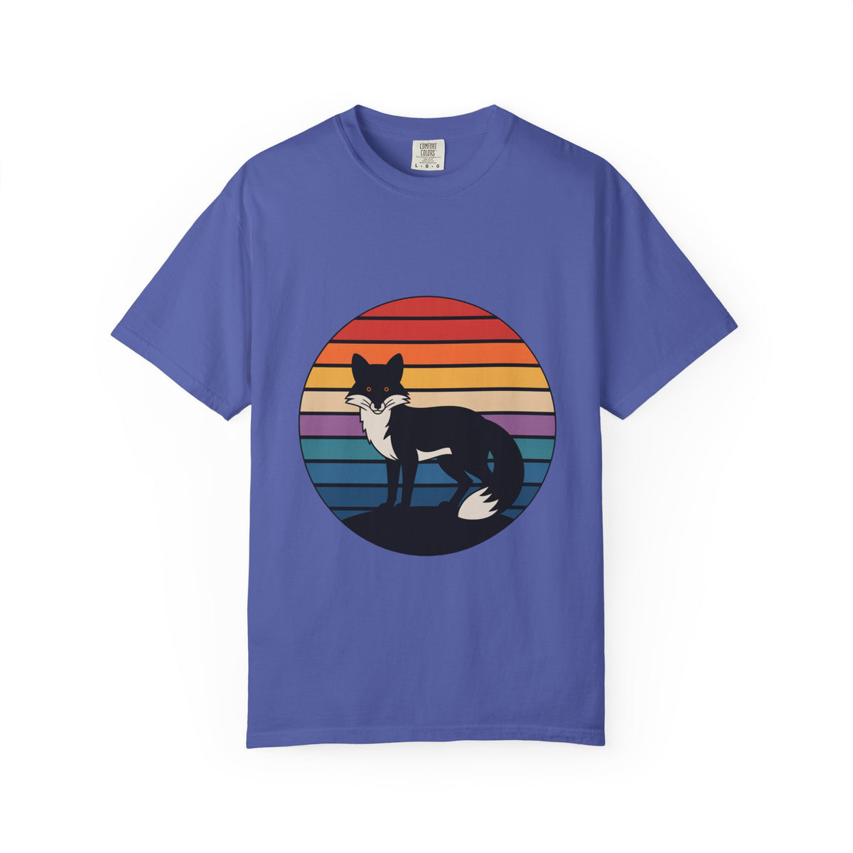 Retro Sunset Fox Badge T-Shirt