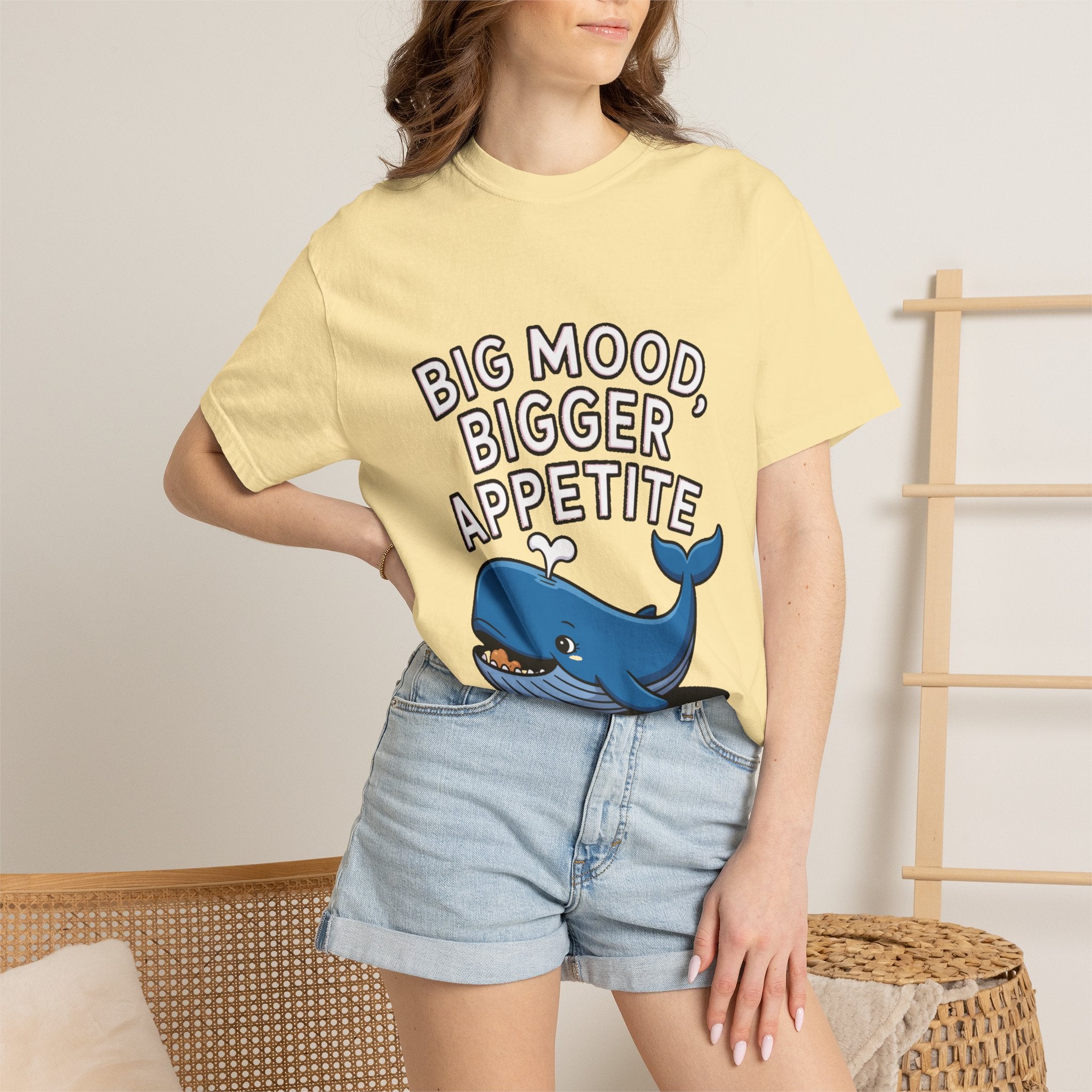 Funny Whale Shirt, Big Mood Bigger Appetite T-Shirt, Cute Snack Lover Tee, Foodie Gift for Whale Lovers