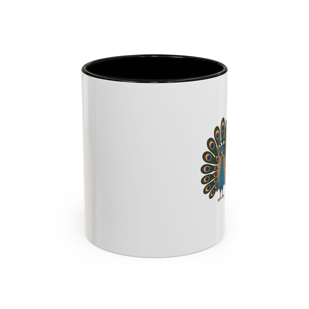 Cute Peacock Mug, Fanned Feather Peacock Coffee Cup, Bird Lover Gift, Cartoon Peacock Ceramic Mug, Colorful Feather Pattern Mug