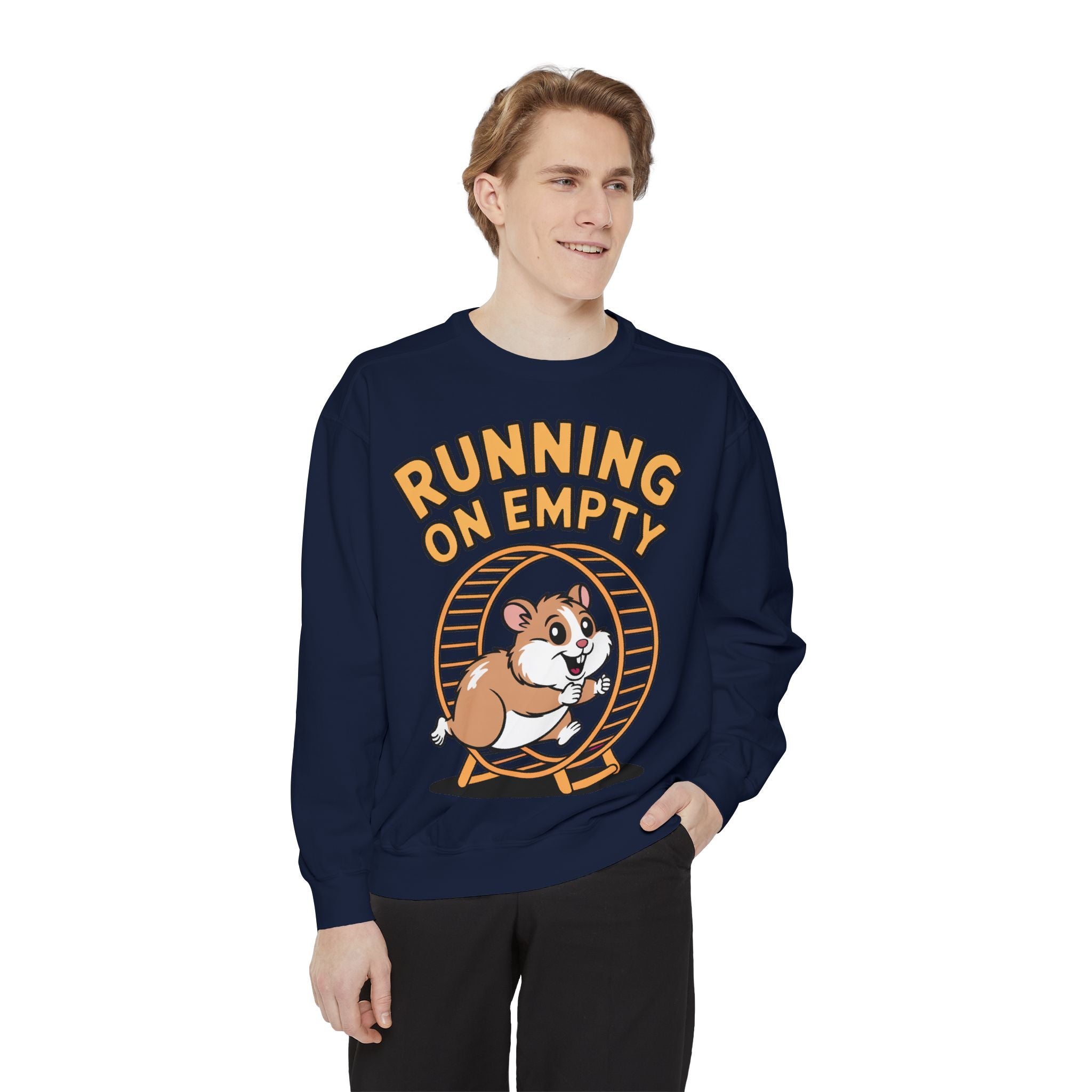 Running On Empty Hamster Sweatshirt, Funny Tired Hamster Crewneck, Cute Exhausted Wheel Shirt, Burnout Gift for Tired Mom Dad