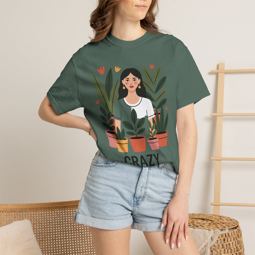 Crazy Plant Lady Shirt, Cute Plant Lover T-Shirt, Botanical Illustration Tee, Funny Gardener Gift, Plant Mom Shirt for Women