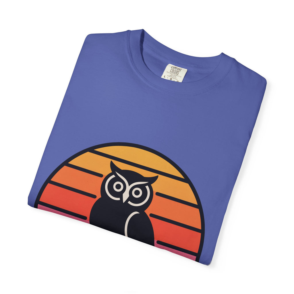 Retro Sunset Owl Badge T-Shirt