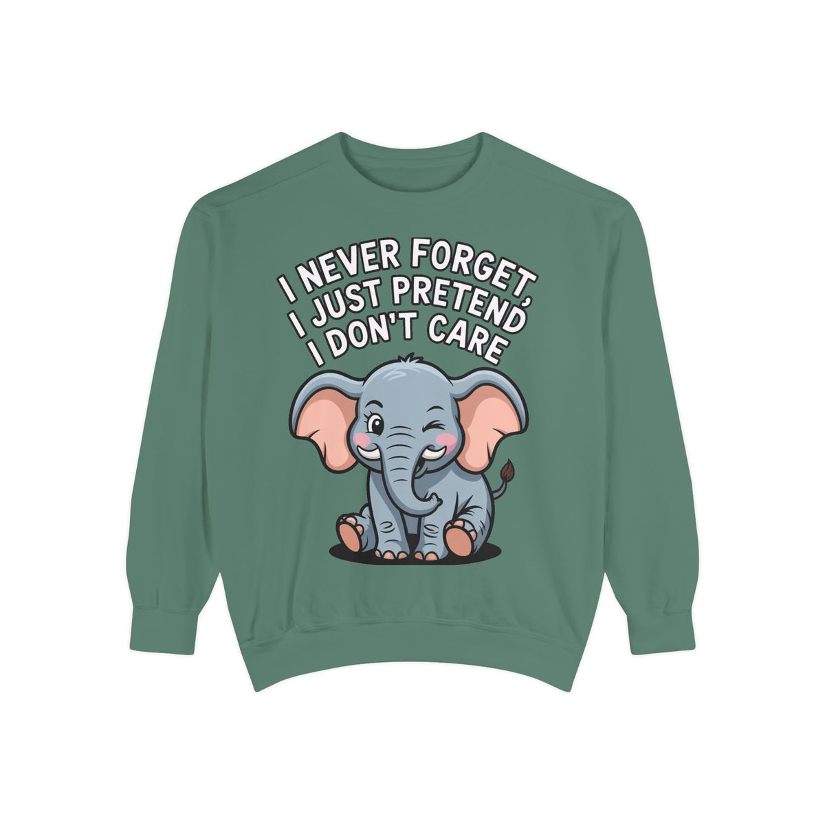 Funny Elephant Sweatshirt, I Never Forget Crewneck, Sarcastic Elephant Pullover, Funny Animal Lover Gift, Embroidered Patch Style