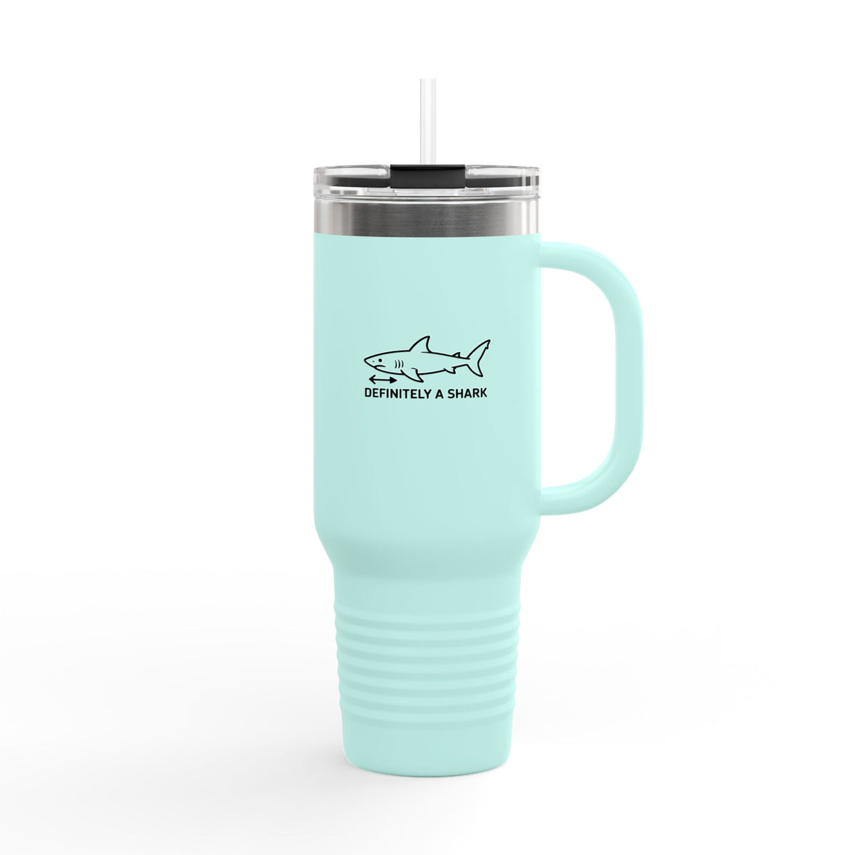 Definitely A Shark Diagram Travel Mug, Funny Deadpan Meme Tumbler, Sarcastic Shark Lover Gift, 40oz Insulated Tumbler With Handle