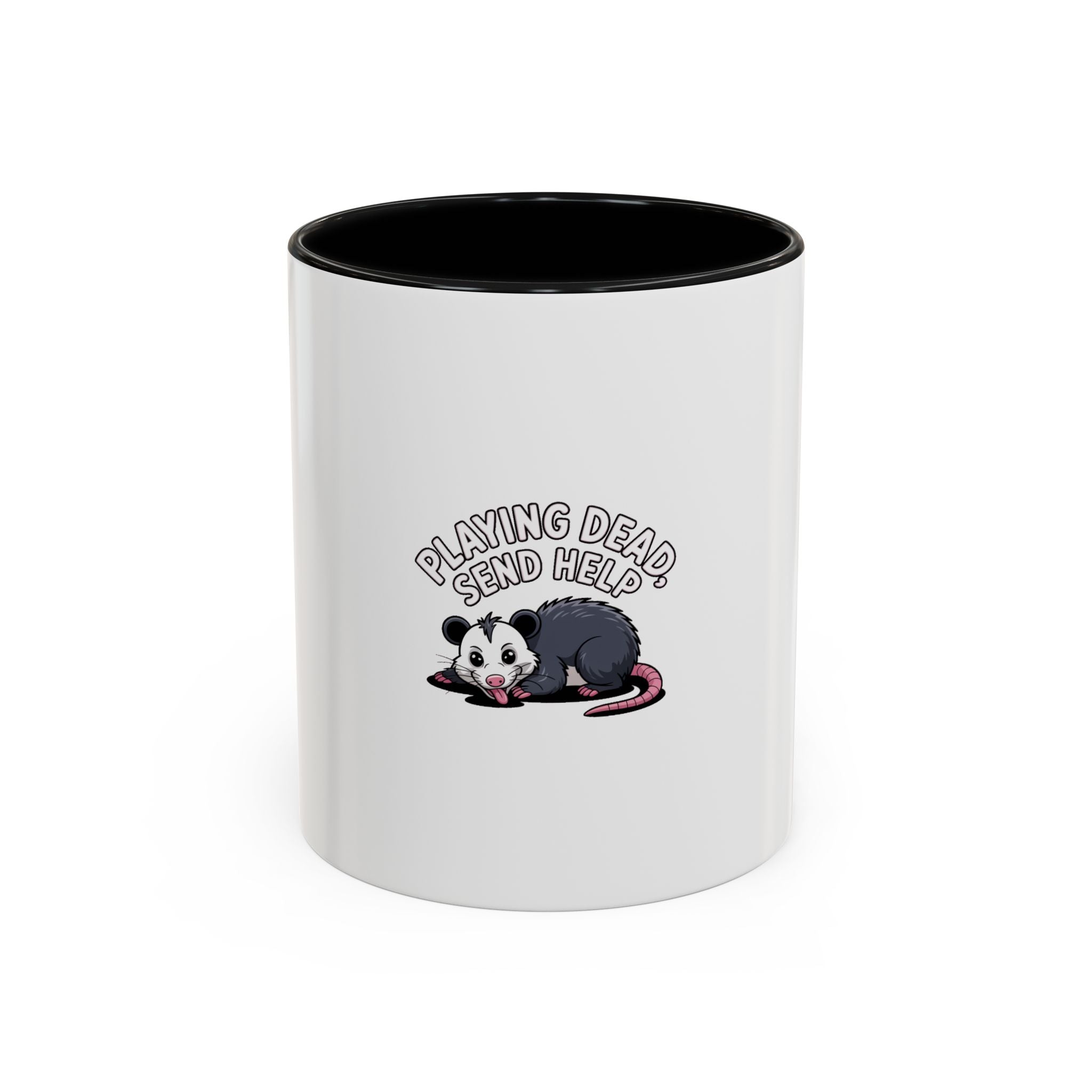 Funny Opossum Mug, Playing Dead Send Help Coffee Mug, Cute Cartoon Possum Gift, Sarcastic Animal Lover Mug