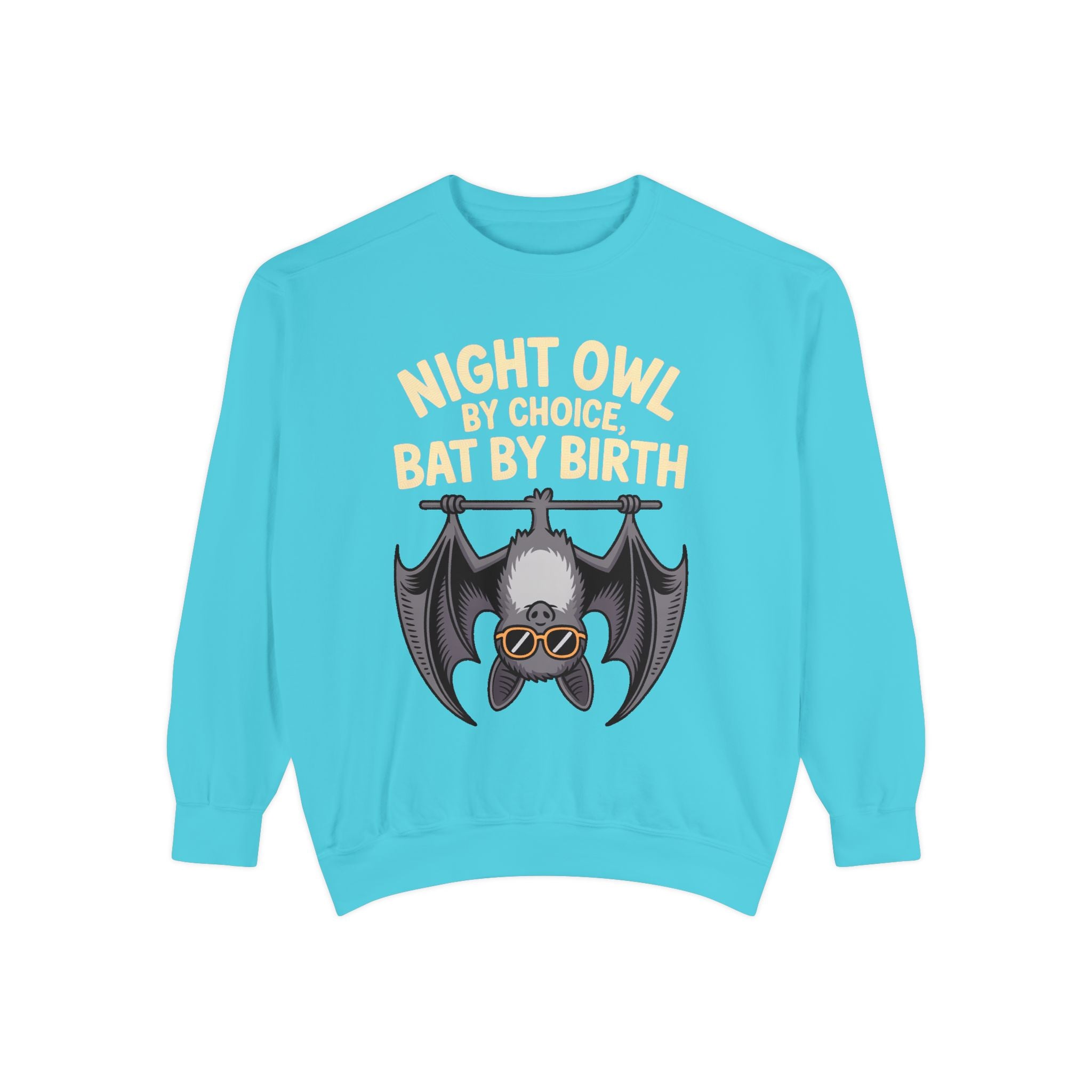 Night Owl By Choice Bat Sweatshirt, Funny Bat Lover Crewneck, Cute Halloween Sweatshirt, Embroidered Patch Style Bat Shirt Gift