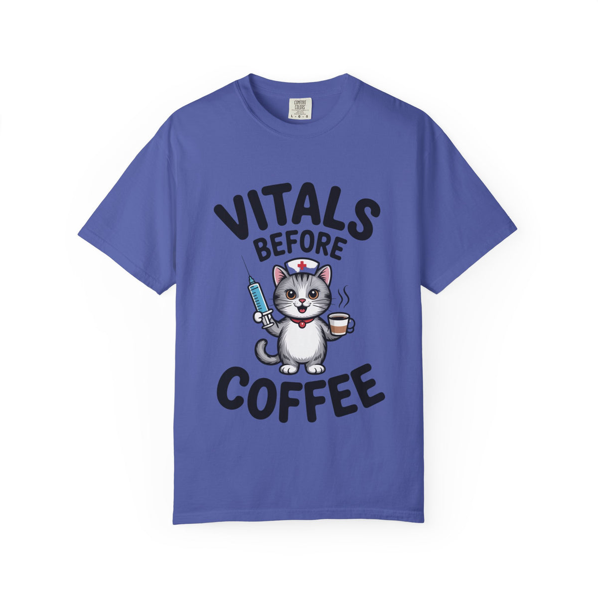 Vitals Before Coffee Nurse Shirt, Funny Nurse Cat T-Shirt, Cute Nurse Gift, Nursing Student Shirt, RN Coffee Lover Tee