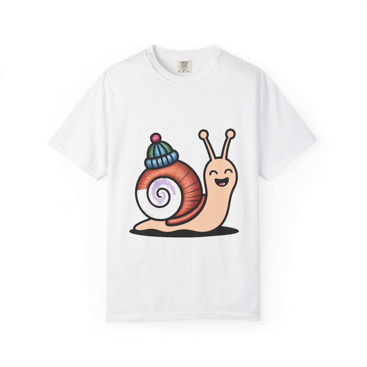 Cute Snail With Tiny Hat T-Shirt, Funny Cottagecore Snail Shirt, Cartoon Snail Lover Gift, Garment-Dyed Unisex Tee