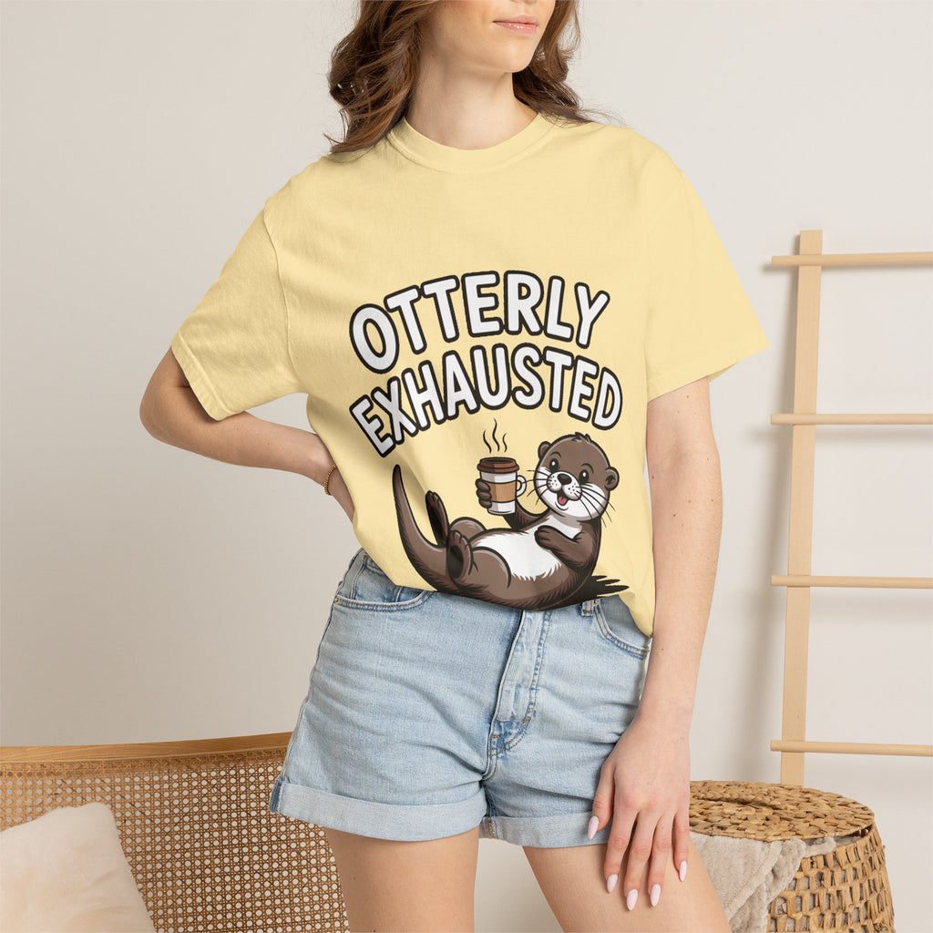 Otterly Exhausted Shirt, Funny Otter Coffee T-Shirt, Cute Otter Lover Gift, Sarcastic Coffee Lover Tee