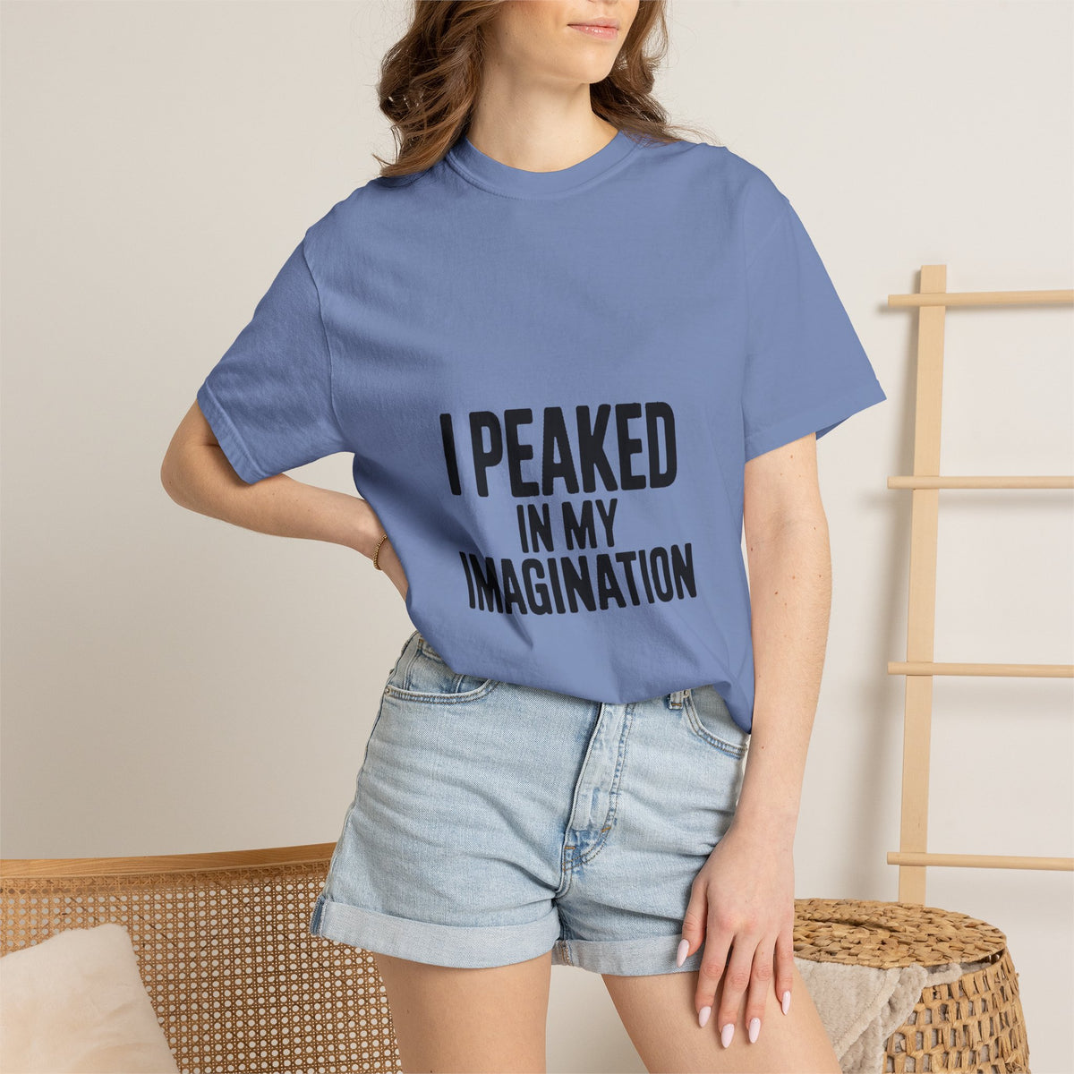 I Peaked In My Imagination Shirt, Funny Sarcastic T-Shirt, Bold Typography Tee, Daydreamer Gift, Minimalist Statement Shirt
