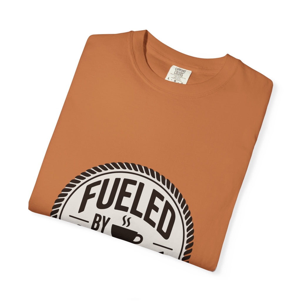 Fueled By Coffee Badge Shirt, Vintage Coffee Lover T-Shirt, Retro Coffee Stamp Logo Tee, Funny Coffee Addict Gift