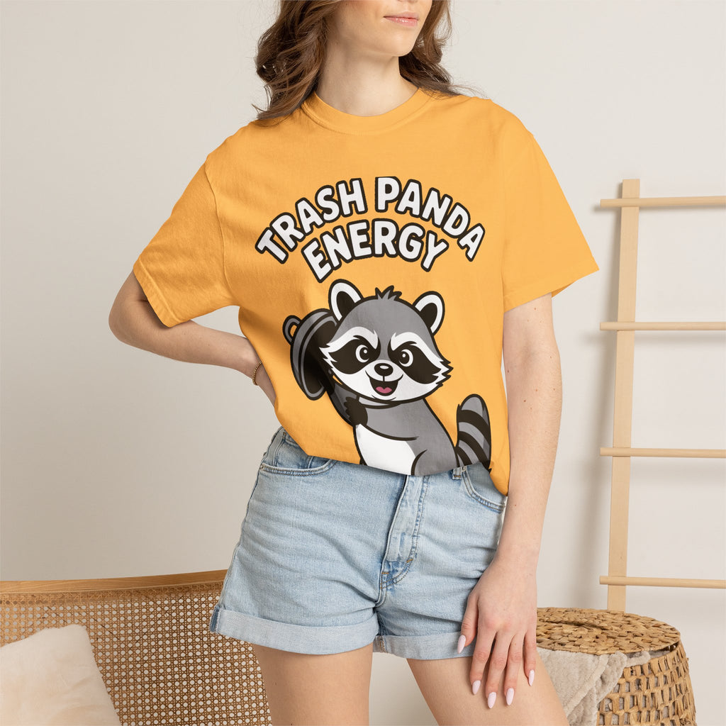 Trash Panda Energy T-Shirt, Funny Raccoon Shirt, Cute Raccoon Graphic Tee, Trash Panda Lover Gift, Unisex Garment Dyed Tee