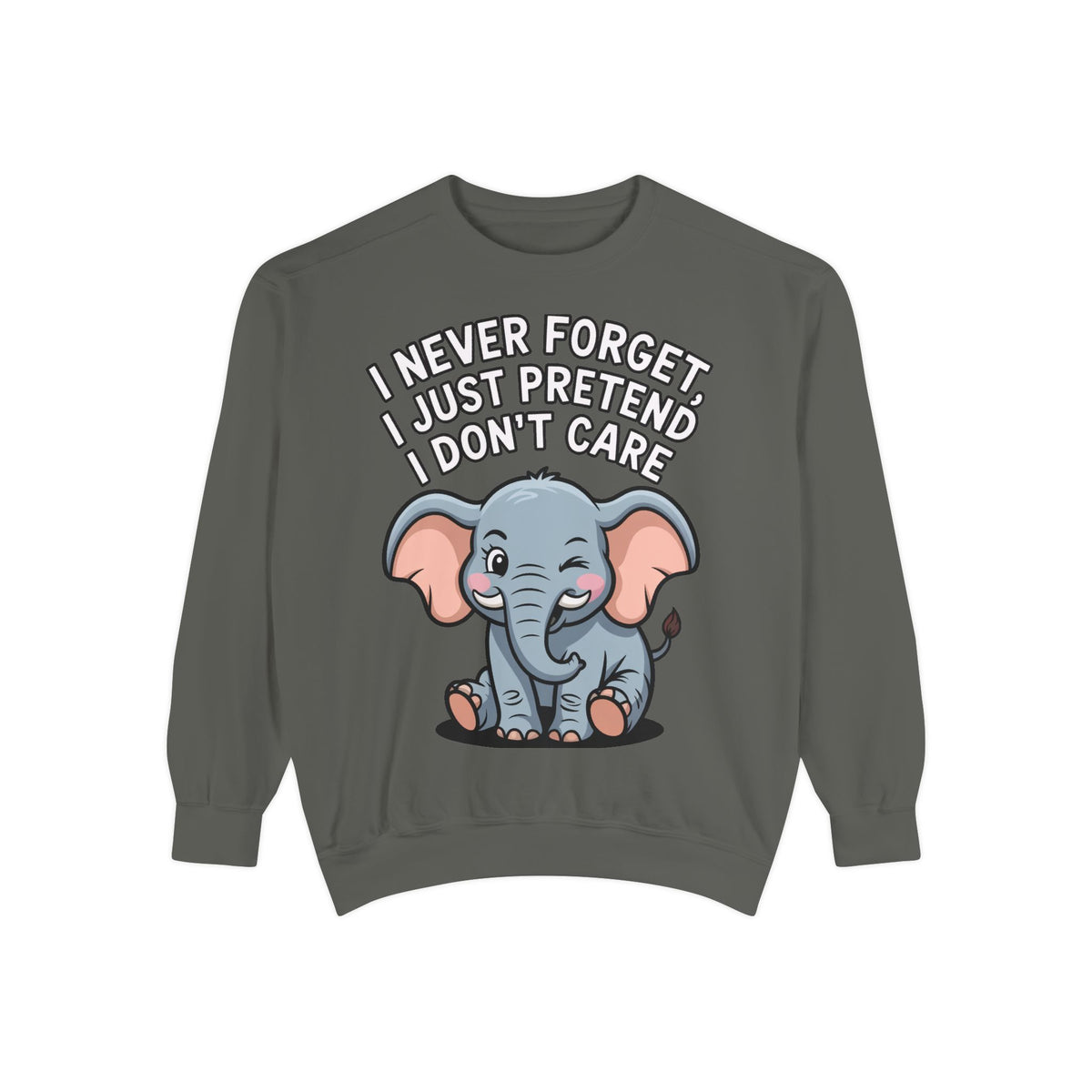 Funny Elephant Sweatshirt, I Never Forget Crewneck, Sarcastic Elephant Pullover, Funny Animal Lover Gift, Embroidered Patch Style