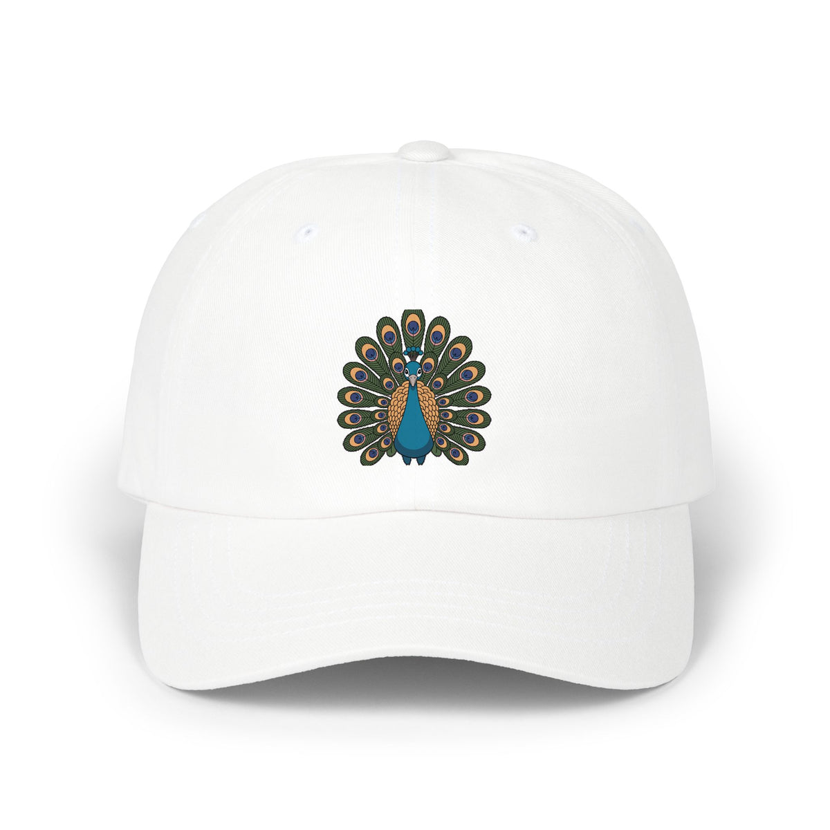 Peacock Dad Hat, Cute Peacock Embroidered Cap, Fanned Feathers Bird Lover Gift, Unstructured 6-Panel Baseball Cap for Women Men