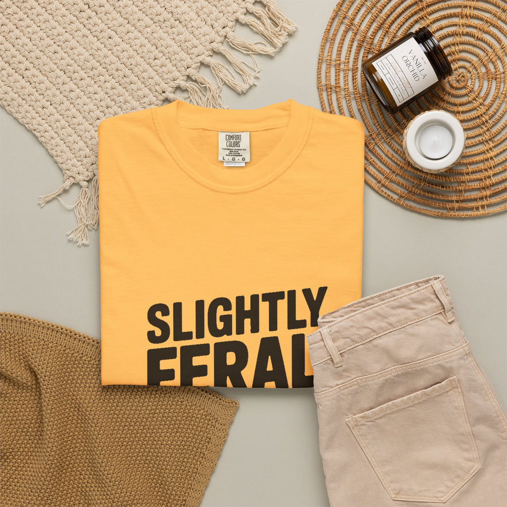 Slightly Feral Mostly Fine Shirt, Funny Sarcastic T-Shirt, Bold Minimalist Text Tee, Funny Gift for Friend