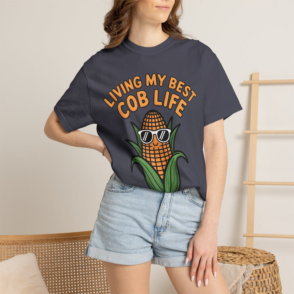 Funny Corn Shirt, Living My Best Cob Life T-Shirt, Cute Corn Sunglasses Tee, Vegetable Lover Gift, Funny Food Shirt