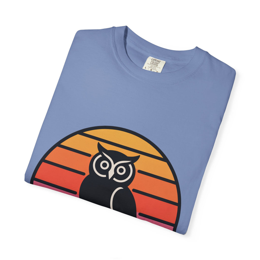 Retro Sunset Owl Badge T-Shirt