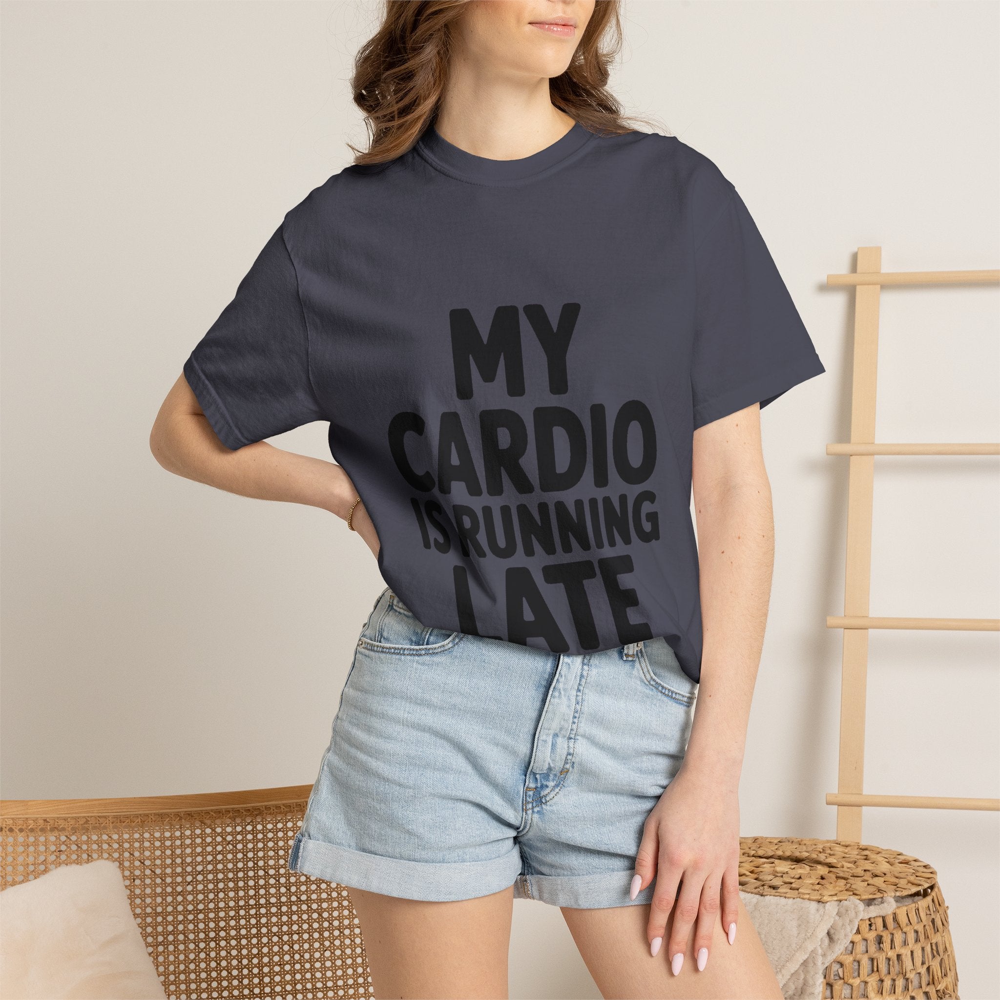My Cardio Is Running Late Shirt, Funny Gym Excuse T-Shirt, Sarcastic Workout Tee, Lazy Fitness Humor Gift