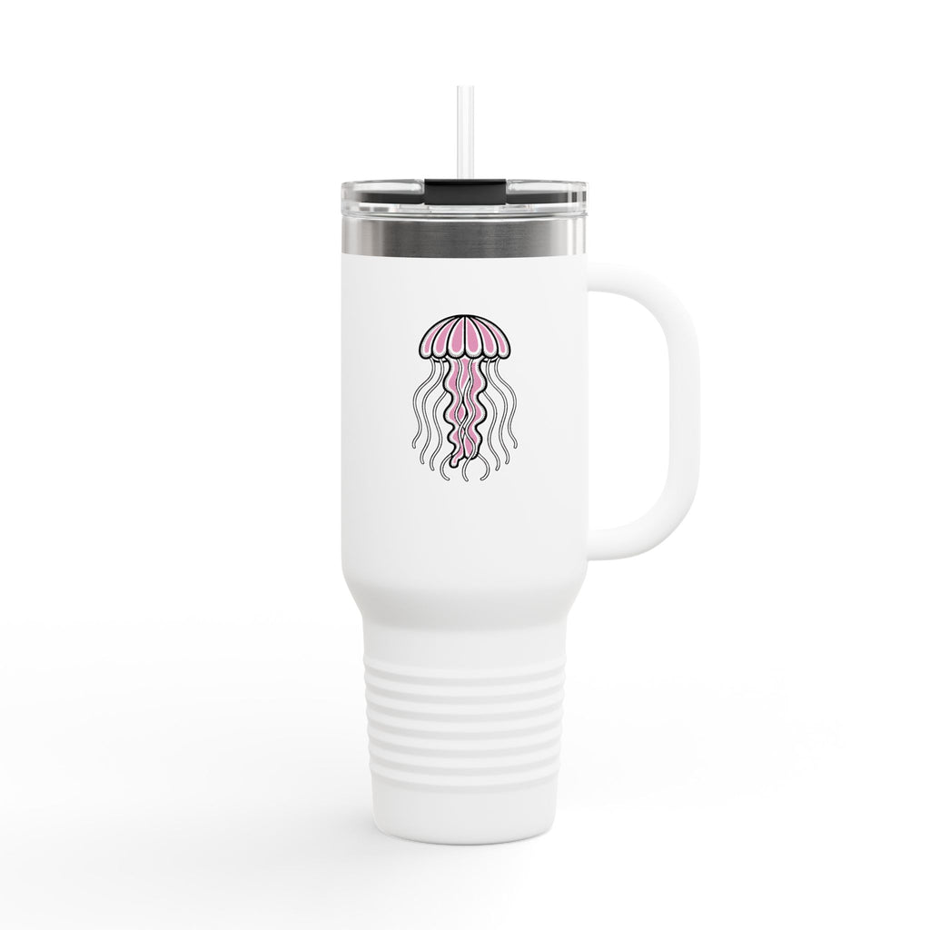 Cute Jellyfish Travel Mug 40oz, Glowing Jellyfish Tumbler with Handle, Ocean Lover Gift, Kawaii Sea Creature Insulated Cup