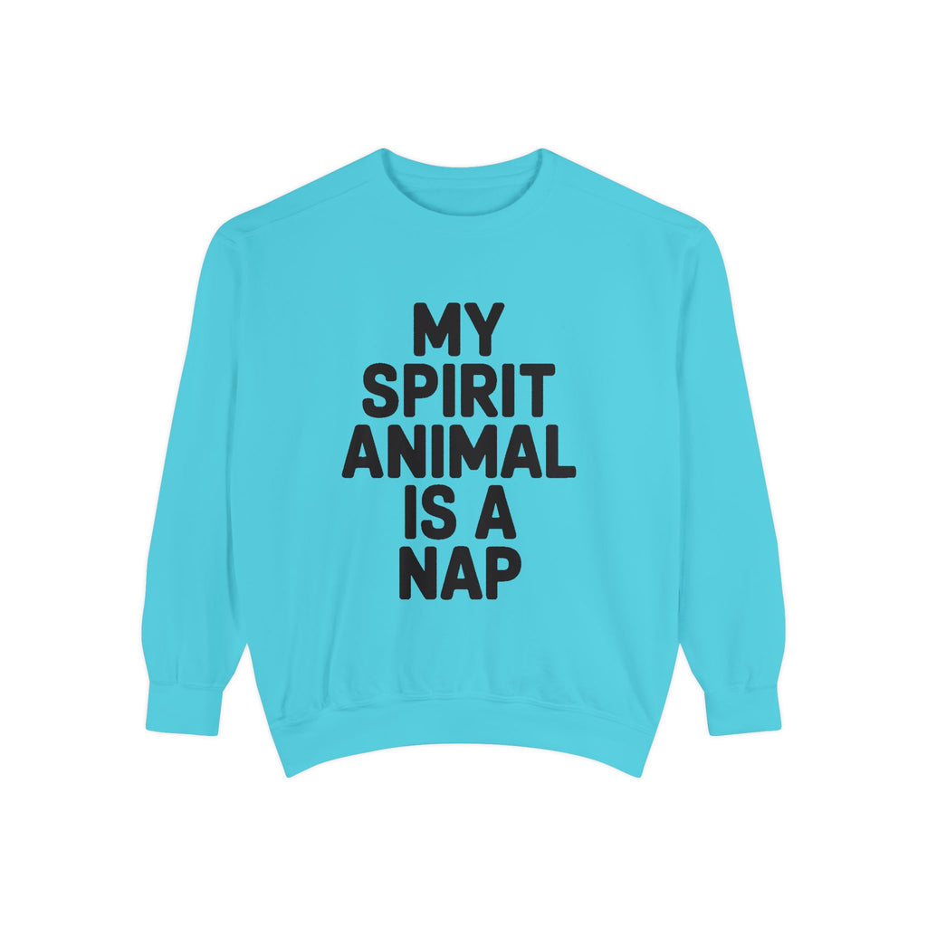 My Spirit Animal Is A Nap Sweatshirt, Funny Nap Lover Crewneck, Lazy Day Embroidered Sweatshirt Gift