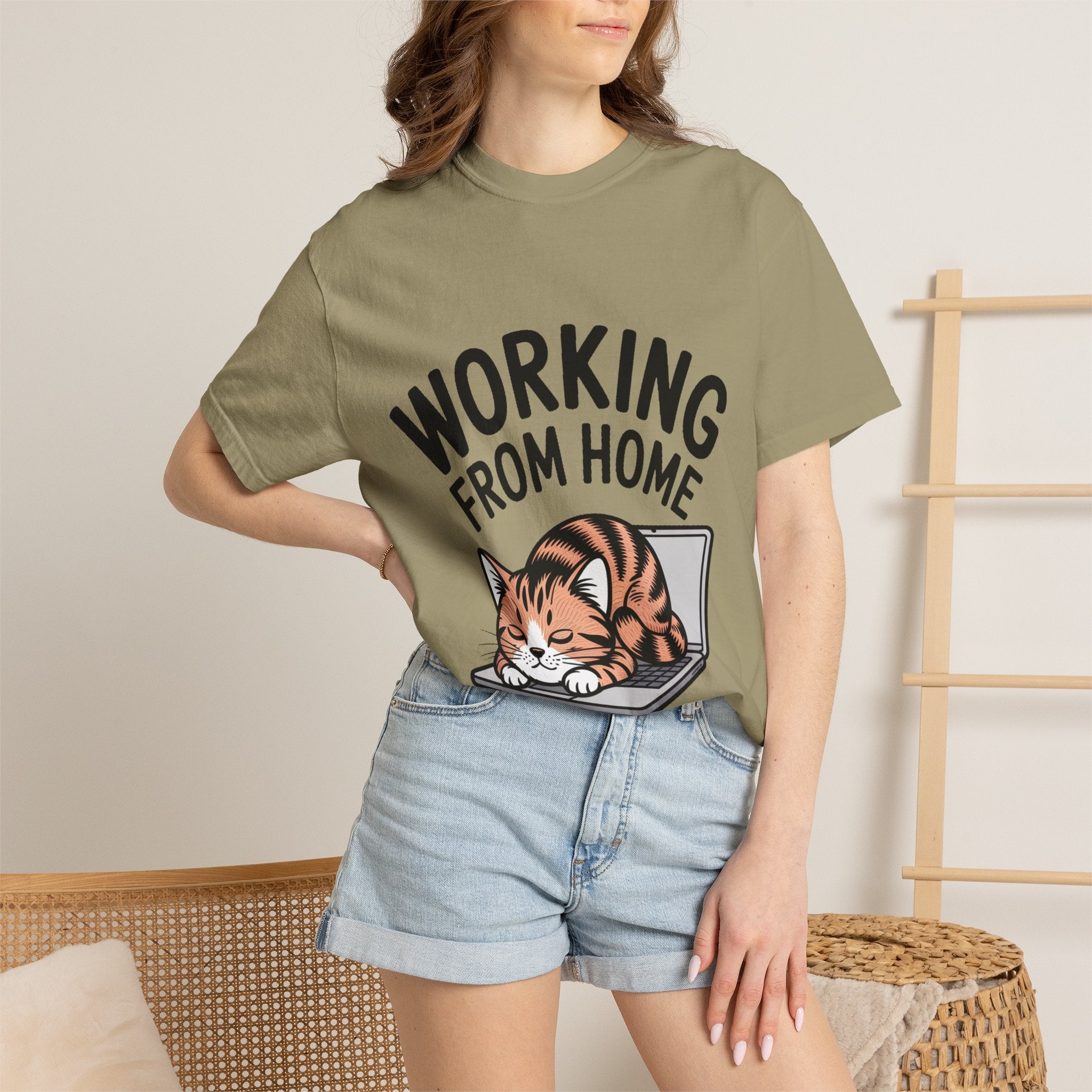 Working From Home Cat Shirt, Funny Cat Lover T-Shirt, Cute Cat Keyboard Tee, Remote Work Gift, WFH Cat Lover Graphic Shirt