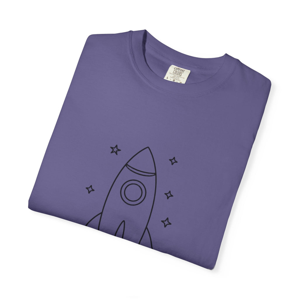 Rocket Ship Line Art Shirt, Minimalist Chase The Stars T-Shirt, Single Line Space Tee, Cute Rocket Tattoo Style Shirt Gift