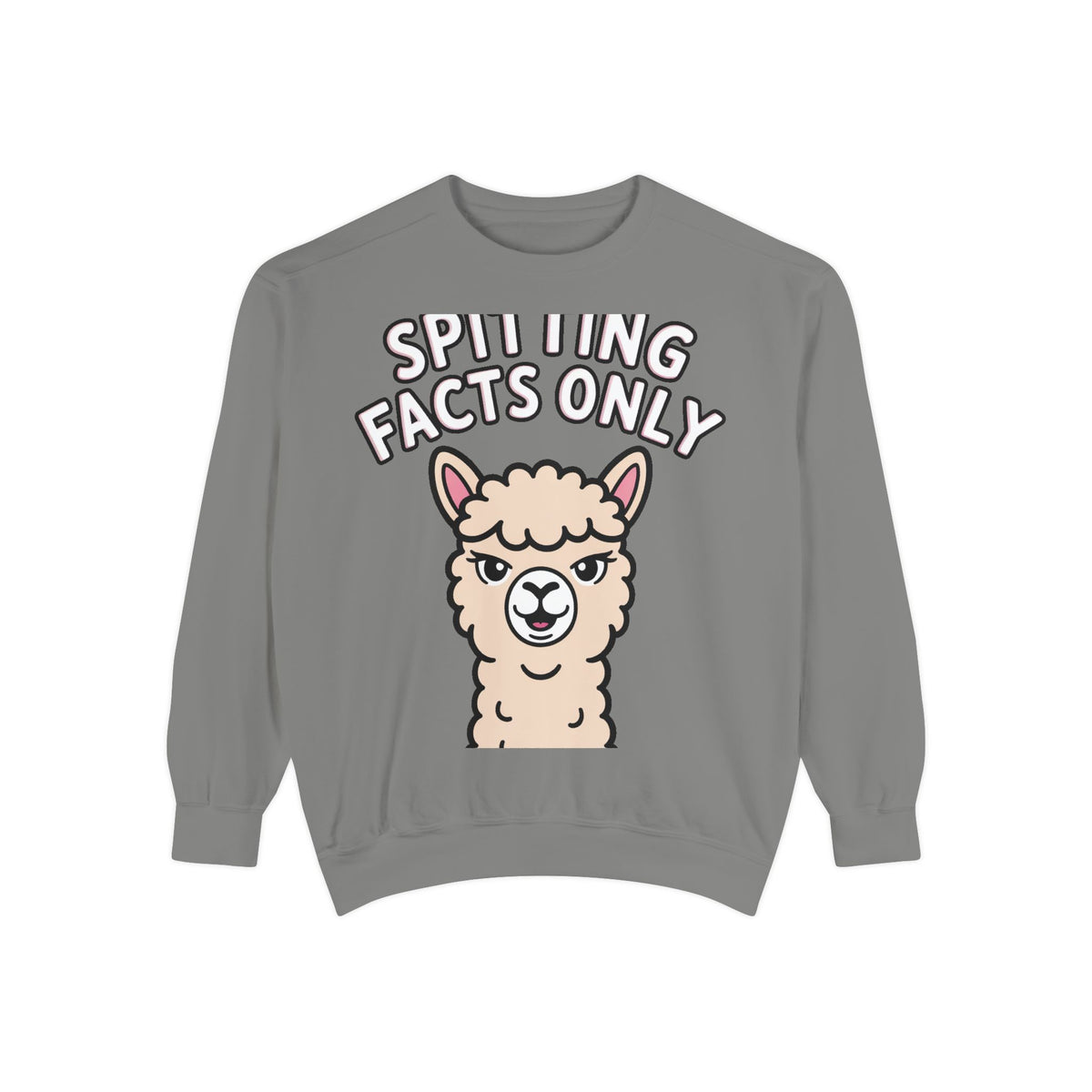 Alpaca Spitting Facts Sweatshirt, Funny Sassy Alpaca Crewneck, Cute Embroidered-Style Animal Sweatshirt, Alpaca Lover Gift
