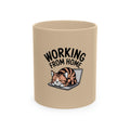 Working From Home Cat Mug, Funny Remote Work Coffee Mug, Cute Cat Lover Gift, Lazy Cat Laptop Mug for Coworker or WFH Gift