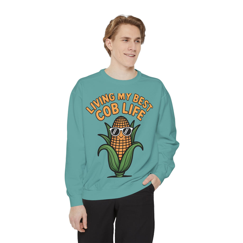 Best Cob Life Corn Sweatshirt, Funny Corn Sunglasses Crewneck, Cute Vegetable Pun Shirt, Garden Lover Gift, Embroidered Patch Style