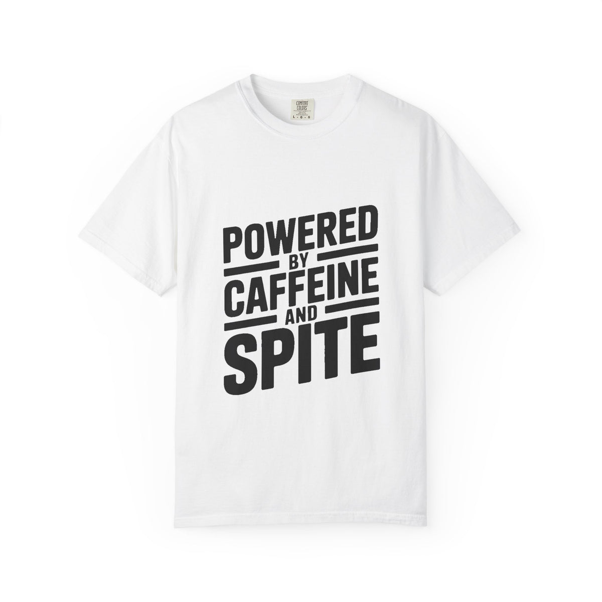 Powered By Caffeine And Spite Shirt, Funny Sarcastic Coffee T-Shirt, Bold Typography Tee, Sarcastic Gift for Coworker