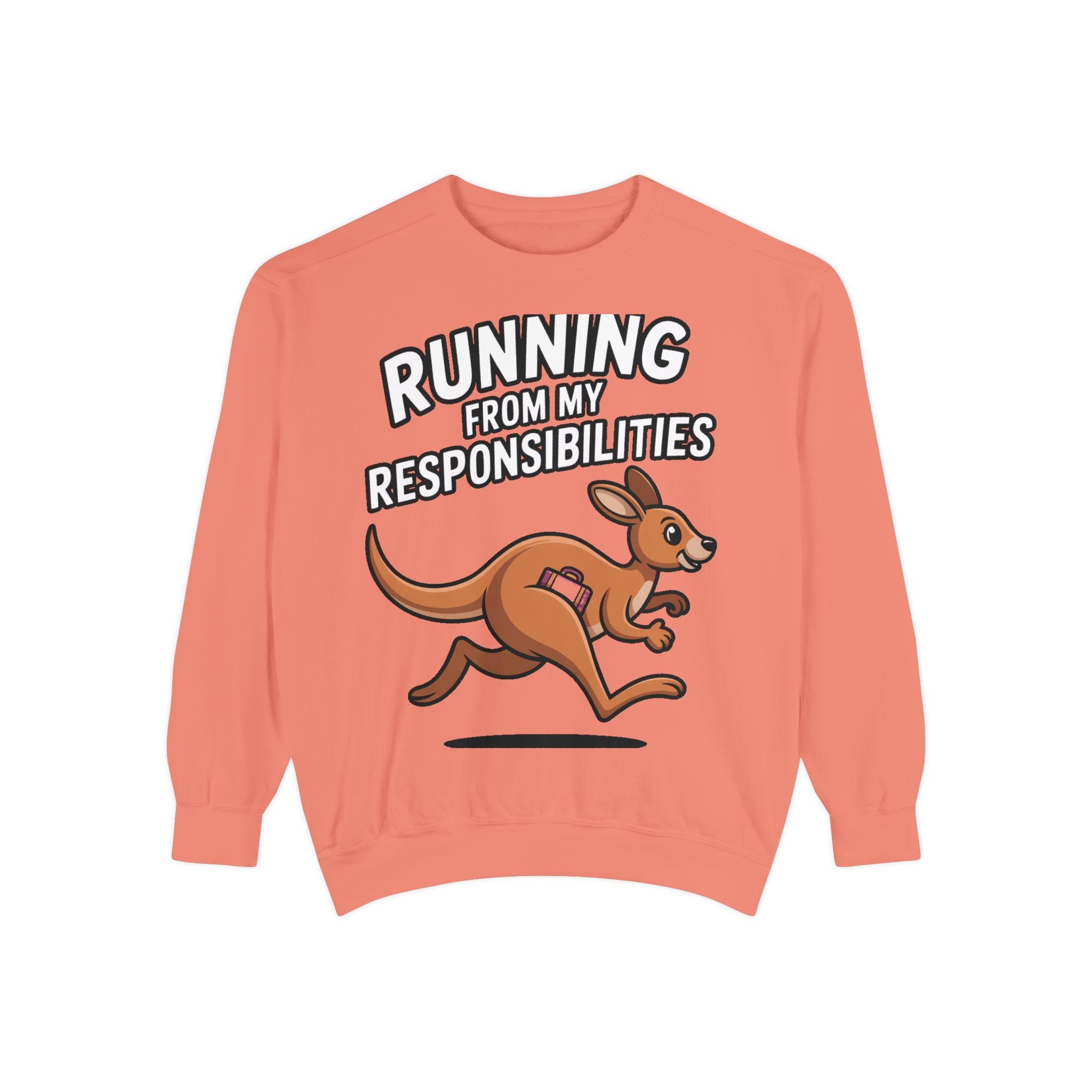 Running From My Responsibilities Sweatshirt, Funny Kangaroo Crewneck, Adulting Humor Gift, Cute Cartoon Animal Sweatshirt