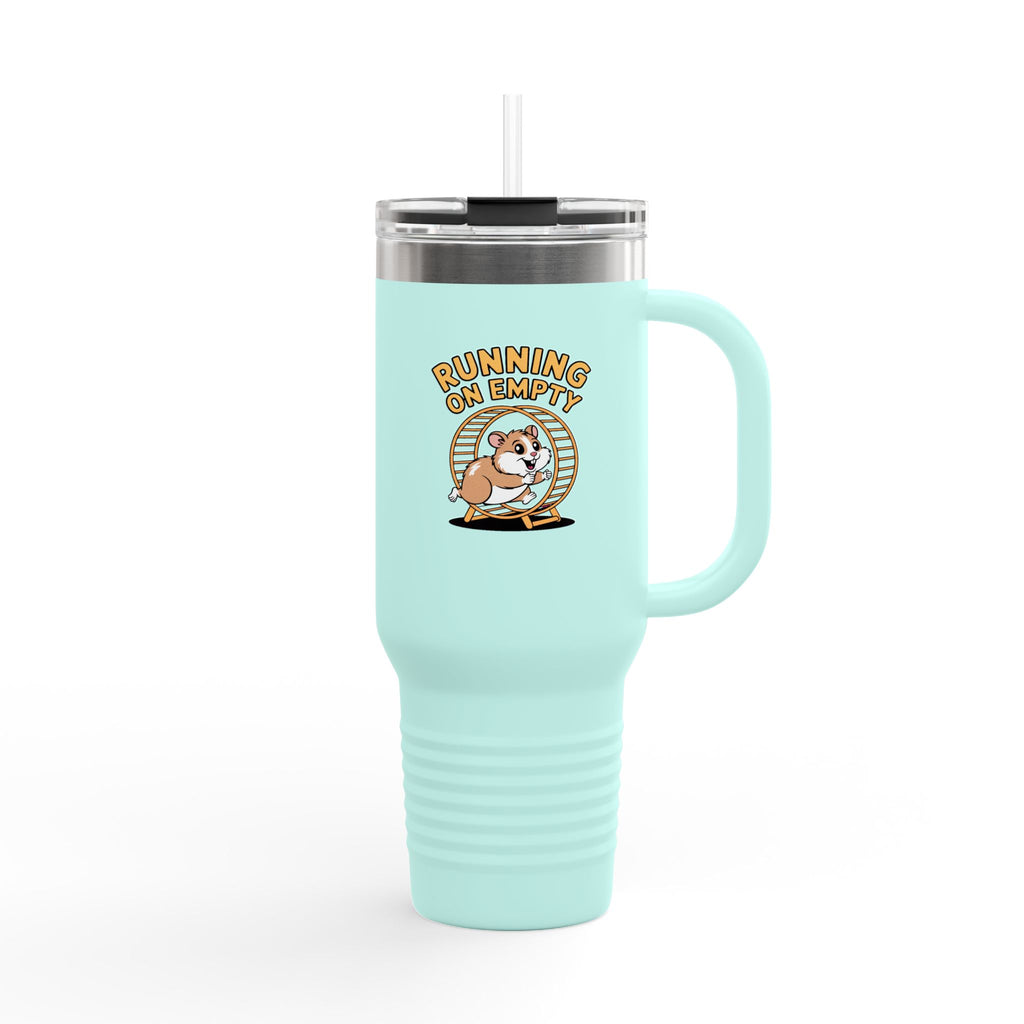 Running On Empty Hamster Tumbler, Funny Tired Hamster 40oz Travel Mug, Cute Exhausted Hamster Cup, Sarcastic Coffee Lover Gift