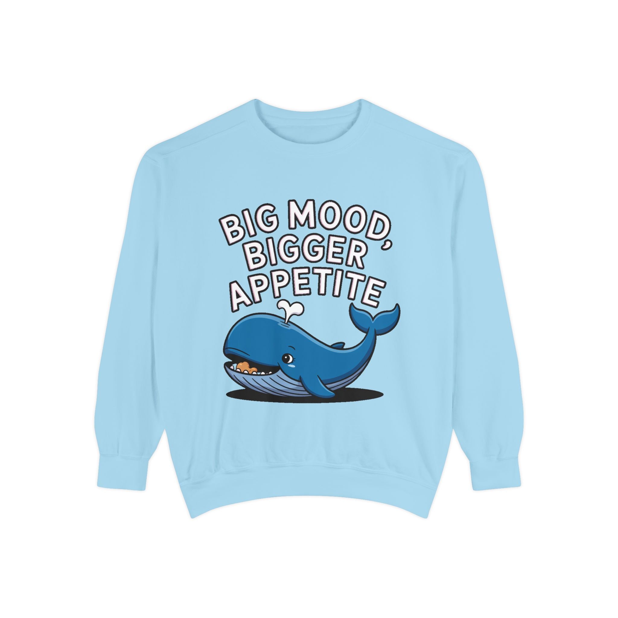 Big Mood Whale Sweatshirt, Funny Whale Snack Crewneck, Cute Cartoon Whale Lover Gift, Big Appetite Sweatshirt