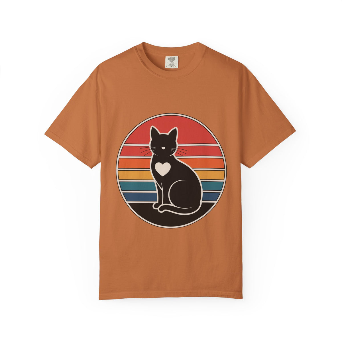 Cat Mom Sunset Badge Shirt, Retro Vintage Cat Lover T-Shirt, Minimalist Circular Badge Tee, Cute Cat Mom Gift