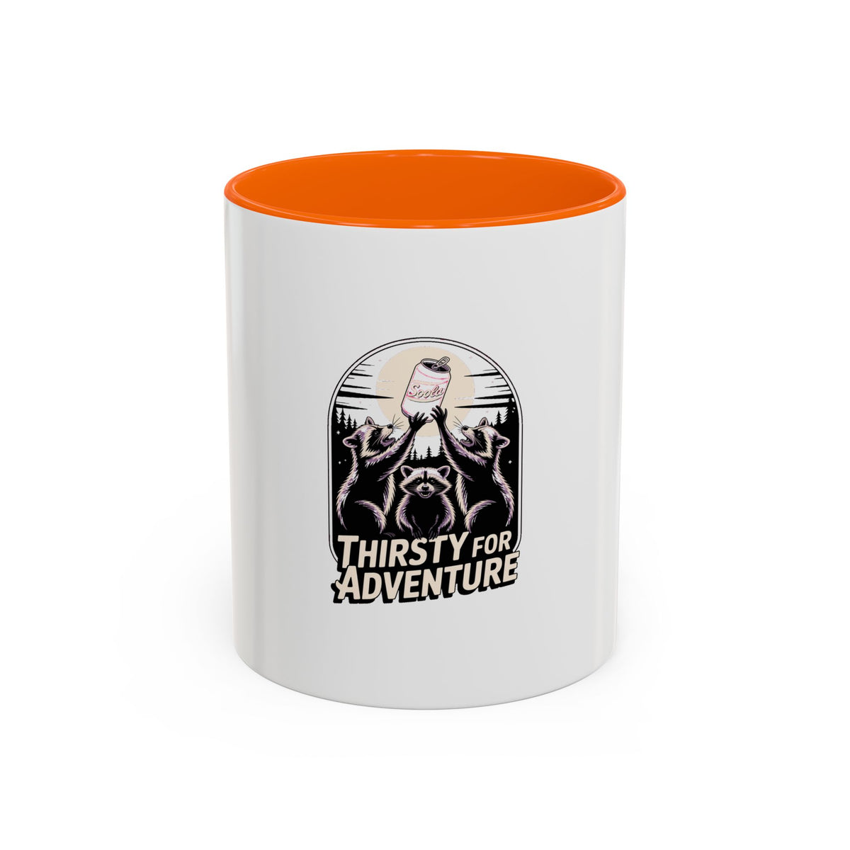 Thirsty For Adventure Raccoons Mug, Funny Vintage Poster Mug, Retro Raccoon Coffee Cup, Camping Adventure Gift Mug