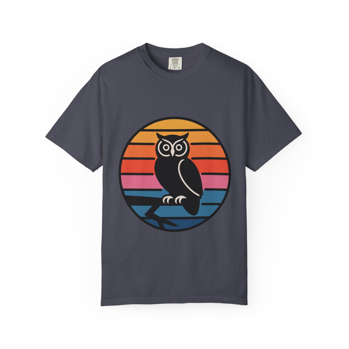 Retro Sunset Owl Badge T-Shirt