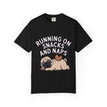 Funny Pug Shirt, Running On Snacks And Naps T-Shirt, Cute Pug Lover Gift, Napping Dog Tee, Lazy Dog Graphic Shirt