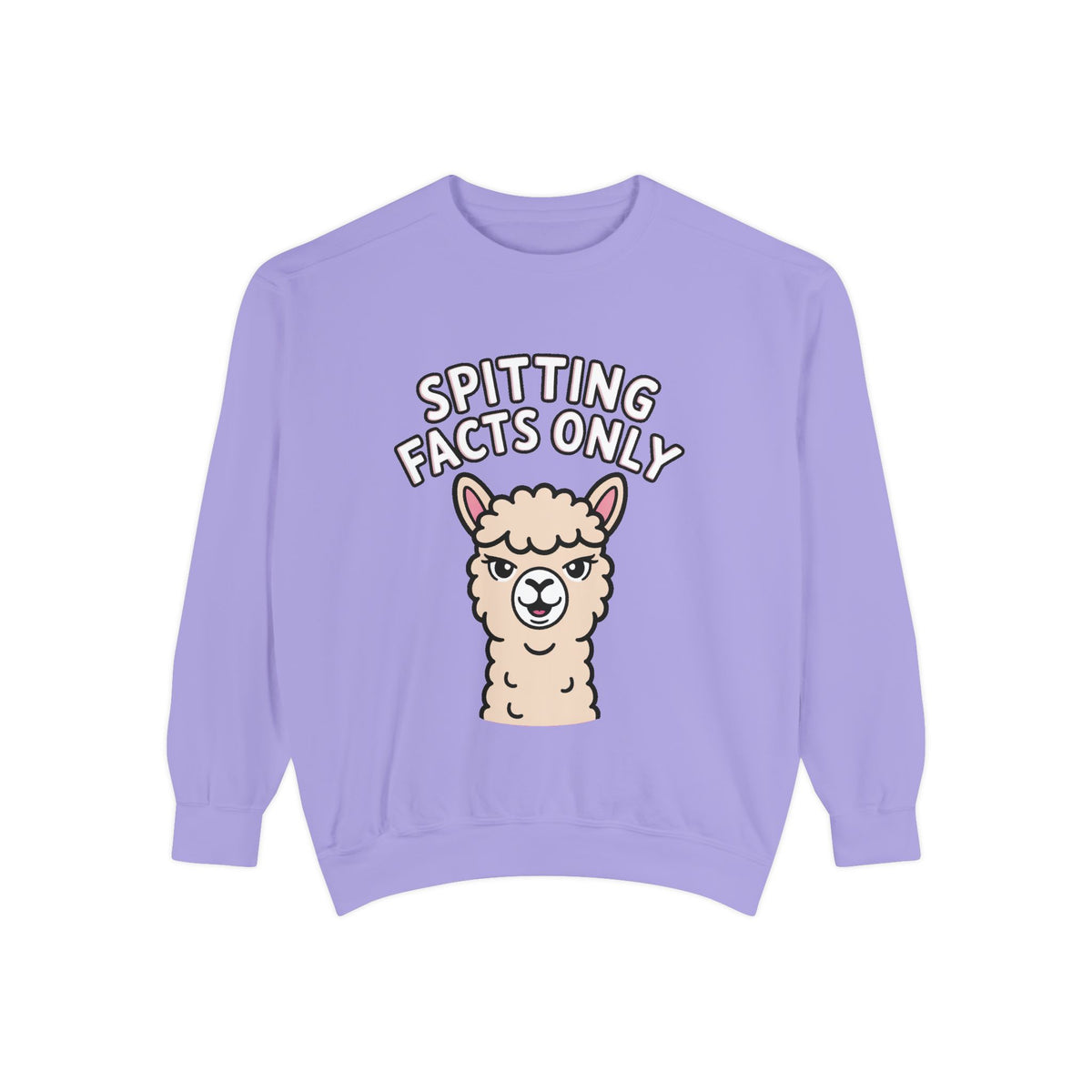 Alpaca Spitting Facts Sweatshirt, Funny Sassy Alpaca Crewneck, Cute Embroidered-Style Animal Sweatshirt, Alpaca Lover Gift
