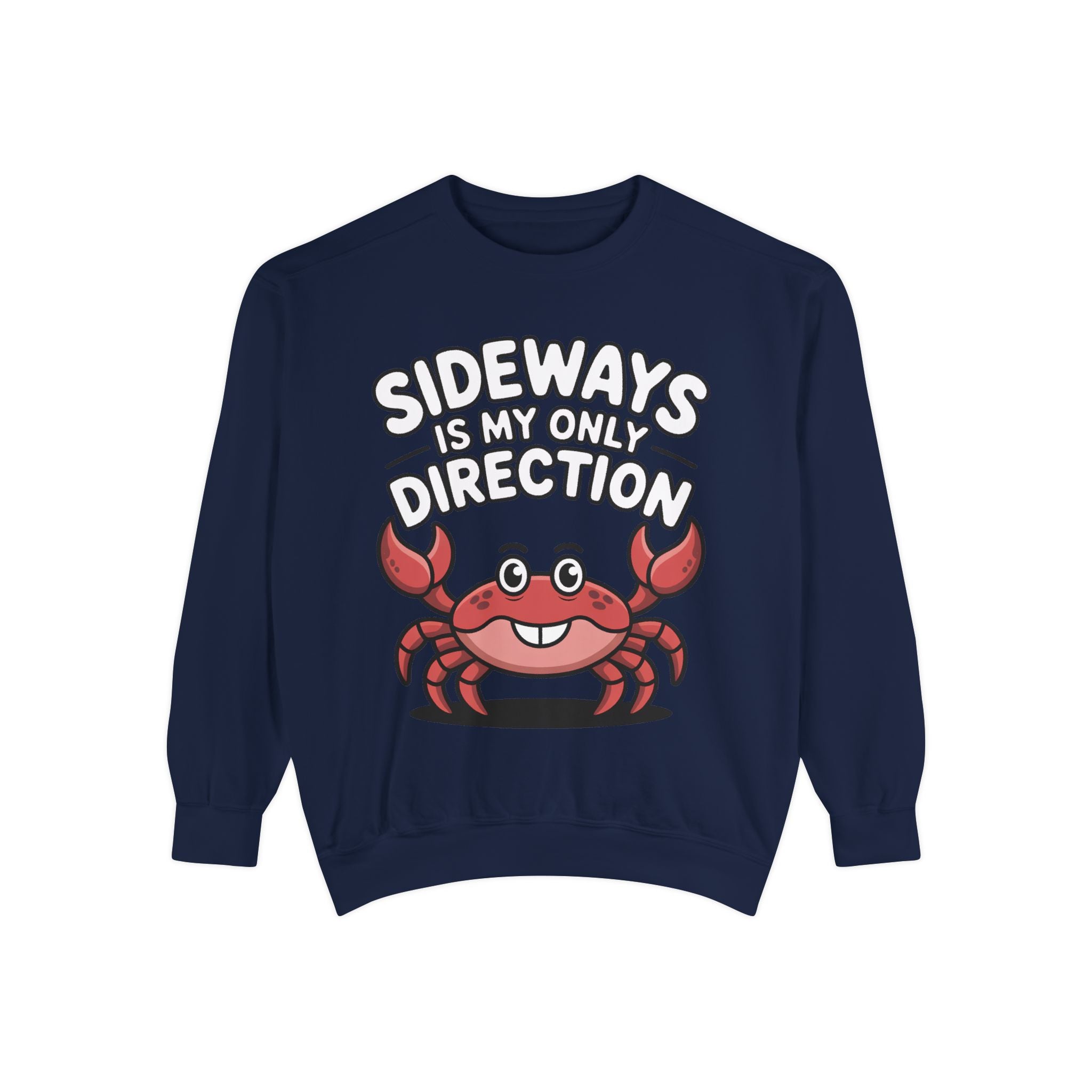 Funny Crab Sweatshirt, Sideways Is My Only Direction Crewneck, Cute Crab Lover Gift, Embroidered Patch Style Beach Sweatshirt