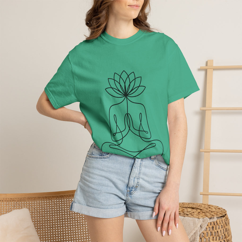 Lotus Flower Line Art Shirt, Minimalist Yoga T-Shirt, Breathe Meditation Tee, Continuous Line Lotus Tattoo Style Gift